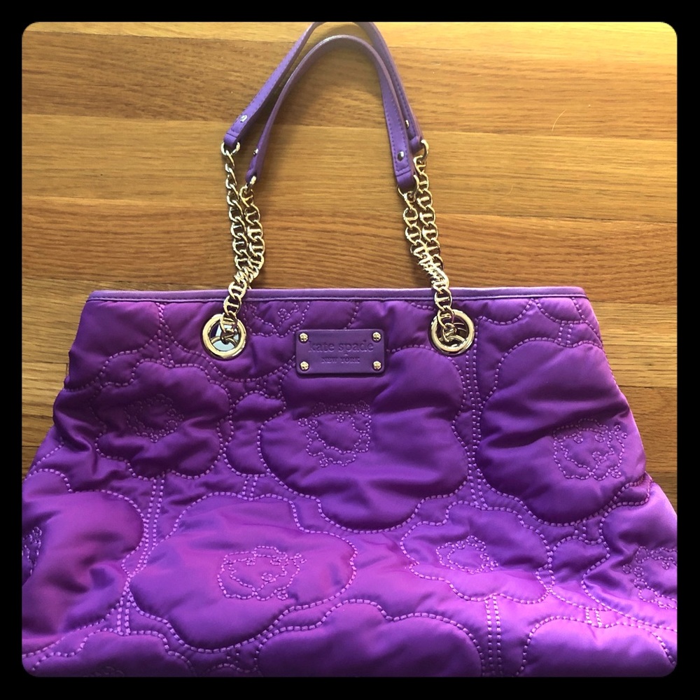 Kate Spade flower embroidered purple handbag